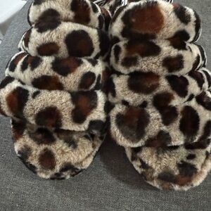 UGG Leopard Print Faux Fur Slides